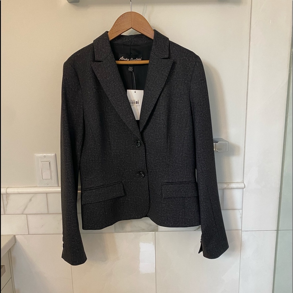 Sandra Angelozzi Femme Suit Jacket Heathered Gray Color Size 34 New